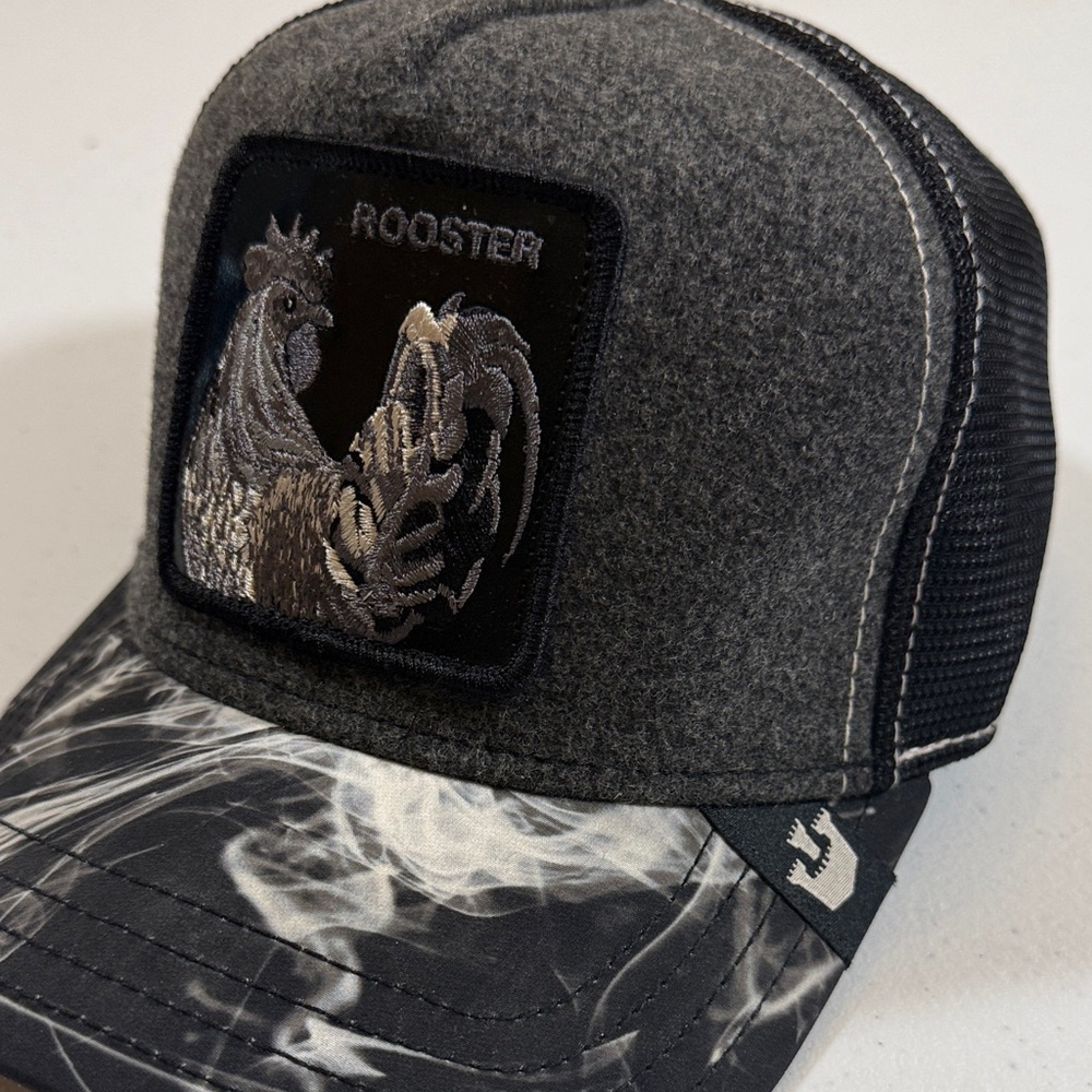Oster Gray and Black Rooster Embroidered Trucker Hat